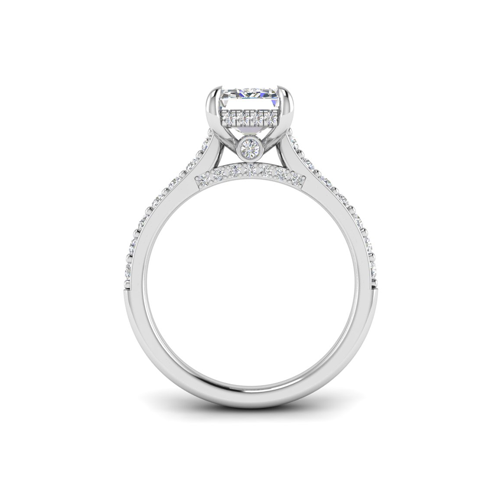 2 Ct Emerald Near Colorless Lab Diamond & 0.98 Ctw Lab Diamond Lux Gala Hidden Halo Engagement Ring