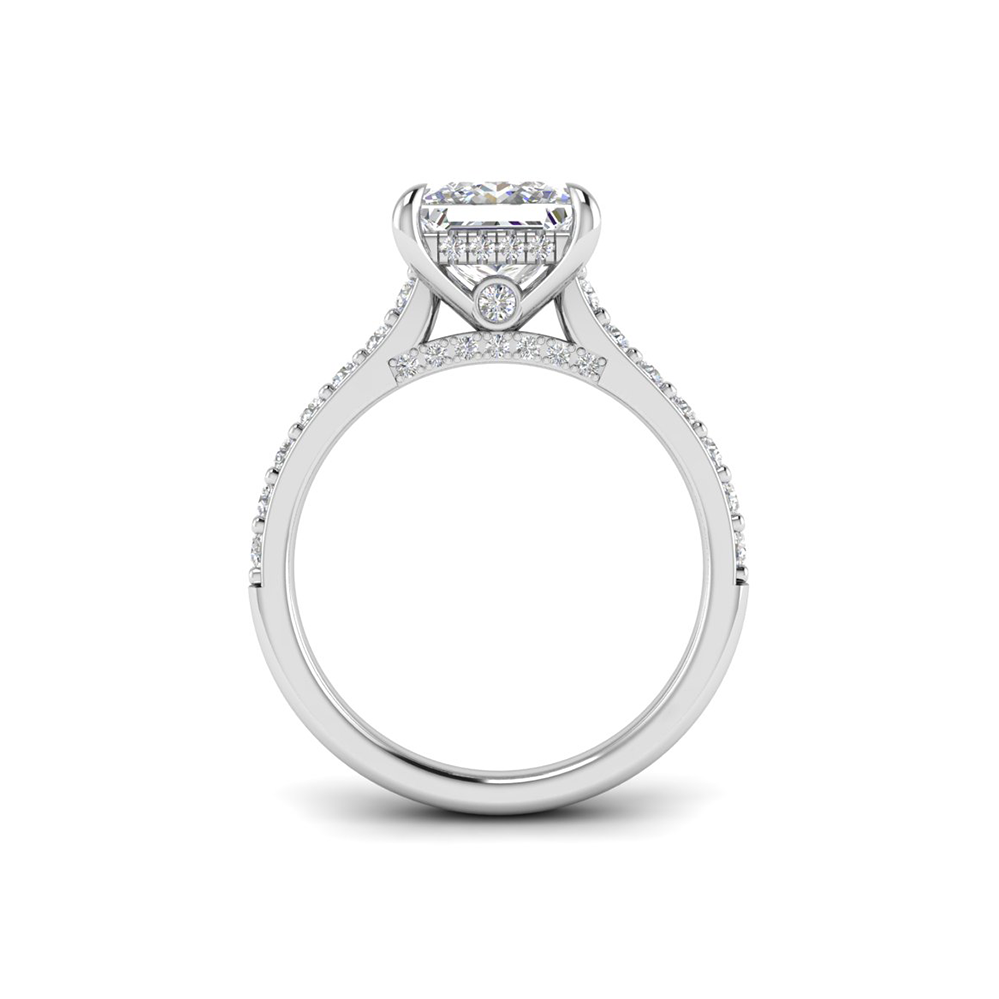 2 Ct Princess Near Colorless Lab Diamond & 0.98 Ctw Lab Diamond Lux Gala Hidden Halo Engagement Ring