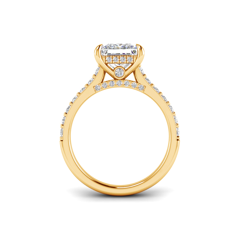 2 Ct Princess Near Colorless Lab Diamond & 0.98 Ctw Lab Diamond Lux Gala Hidden Halo Engagement Ring