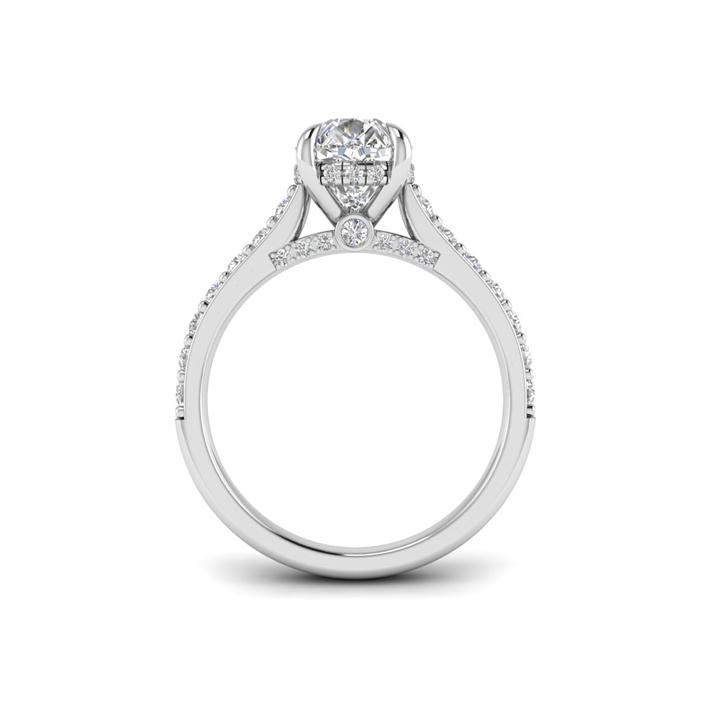 2 Ct Pear Near Colorless Lab Diamond & 0.98 Ctw Lab Diamond Lux Gala Hidden Halo Engagement Ring