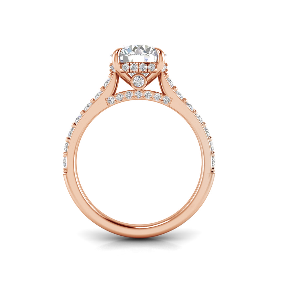 5 Ct Round Near Colorless Lab Diamond & 0.98 Ctw Lab Diamond Lux Gala Hidden Halo Engagement Ring