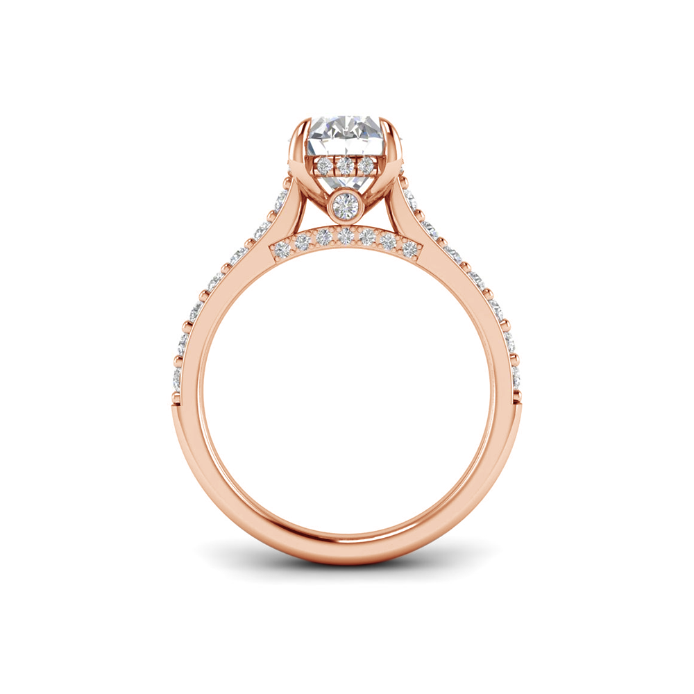 5 Ct Oval Near Colorless Lab Diamond & 0.98 Ctw Lab Diamond Lux Gala Hidden Halo Engagement Ring