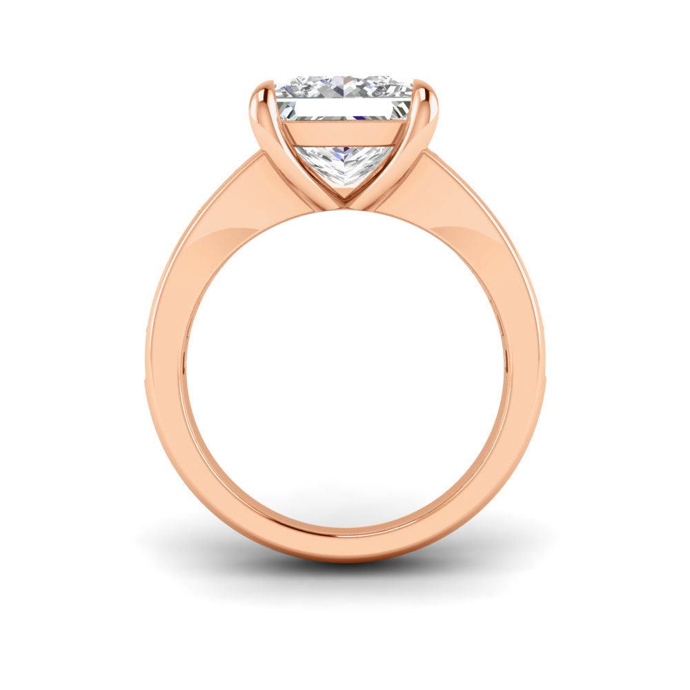 2 Ct Princess Near Colorless Lab Diamond Wide Baguette Facet Engagement Ring