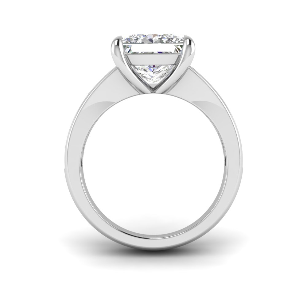 2 Ct Princess Near Colorless Lab Diamond Wide Baguette Facet Engagement Ring