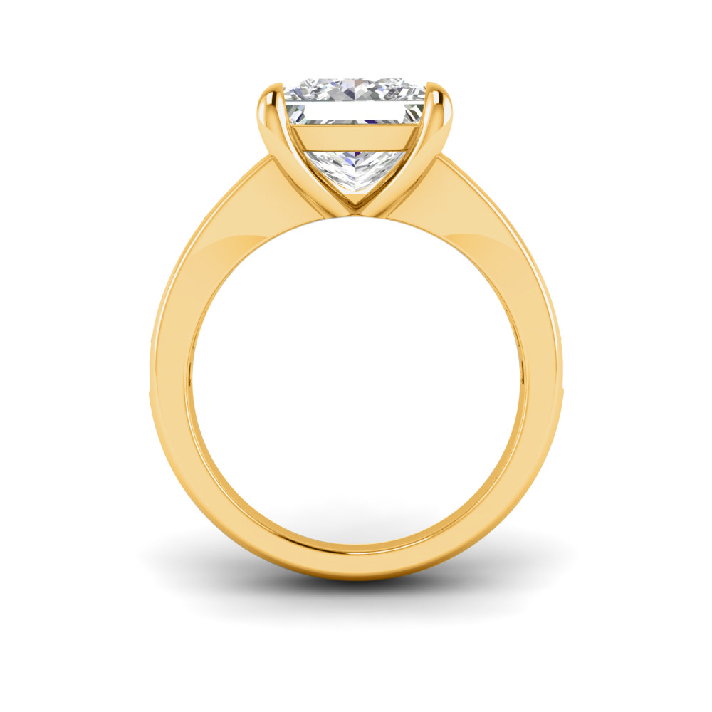 2 Ct Princess Near Colorless Lab Diamond Wide Baguette Facet Engagement Ring