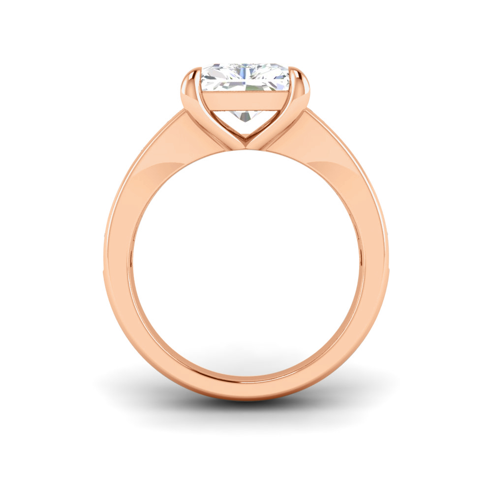 2 Ct Radiant Near Colorless Lab Diamond Wide Baguette Facet Engagement Ring