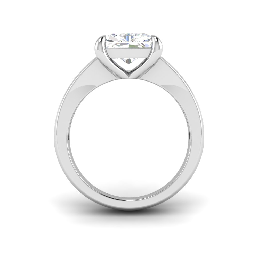 2 Ct Radiant Near Colorless Lab Diamond Wide Baguette Facet Engagement Ring