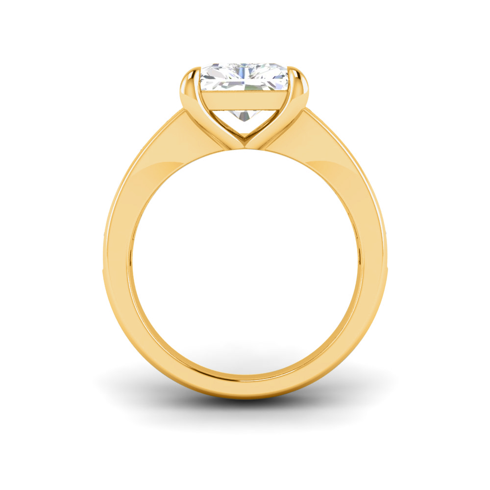 2 Ct Radiant Near Colorless Lab Diamond Wide Baguette Facet Engagement Ring