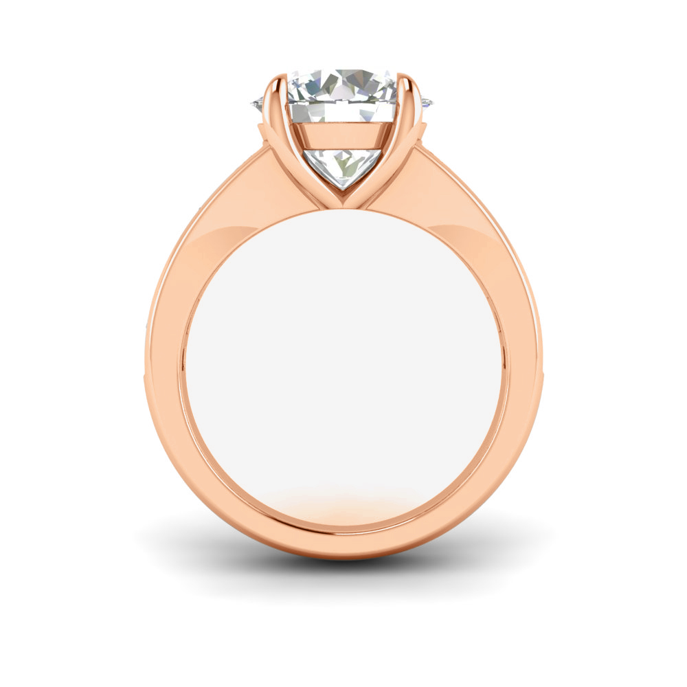 2 Ct Cushion Near Colorless Lab Diamond Wide Baguette Facet Engagement Ring