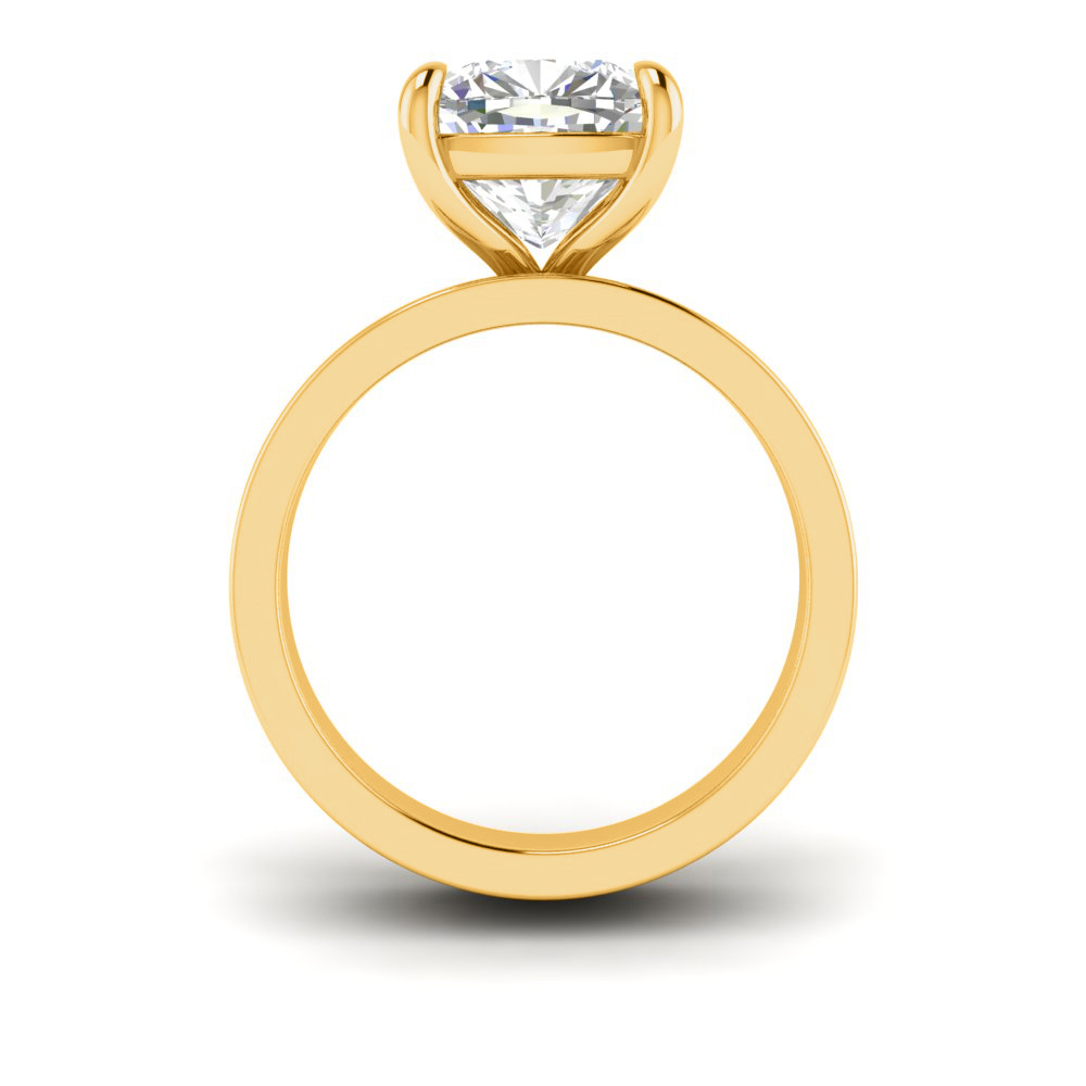 2.5 Ct Cushion Near Colorless Lab Diamond Wide Band Solitaire Engagement Ring