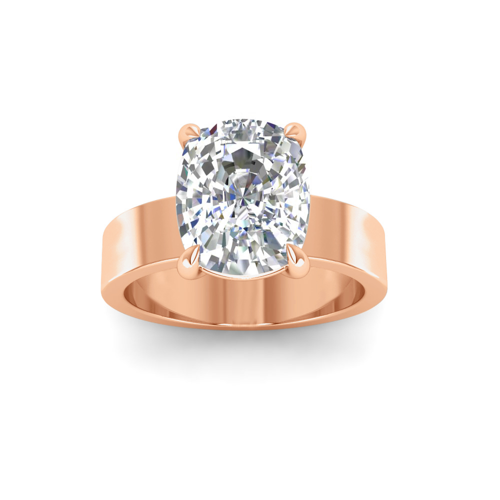 2.5 Ct Elongated Cushion Near Colorless Lab Diamond Wide Band Solitaire Engagement Ring