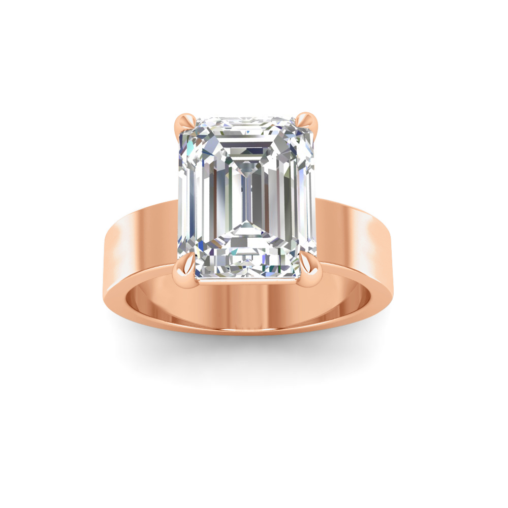 2.5 Ct Emerald Near Colorless Lab Diamond Wide Band Solitaire Engagement Ring
