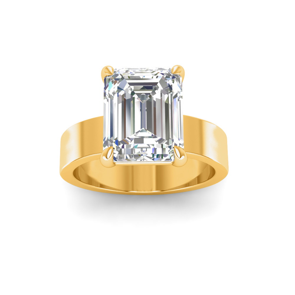 2.5 Ct Emerald Near Colorless Lab Diamond Wide Band Solitaire Engagement Ring