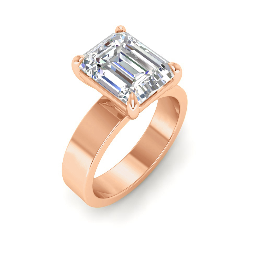 2.5 Ct Emerald Near Colorless Lab Diamond Wide Band Solitaire Engagement Ring