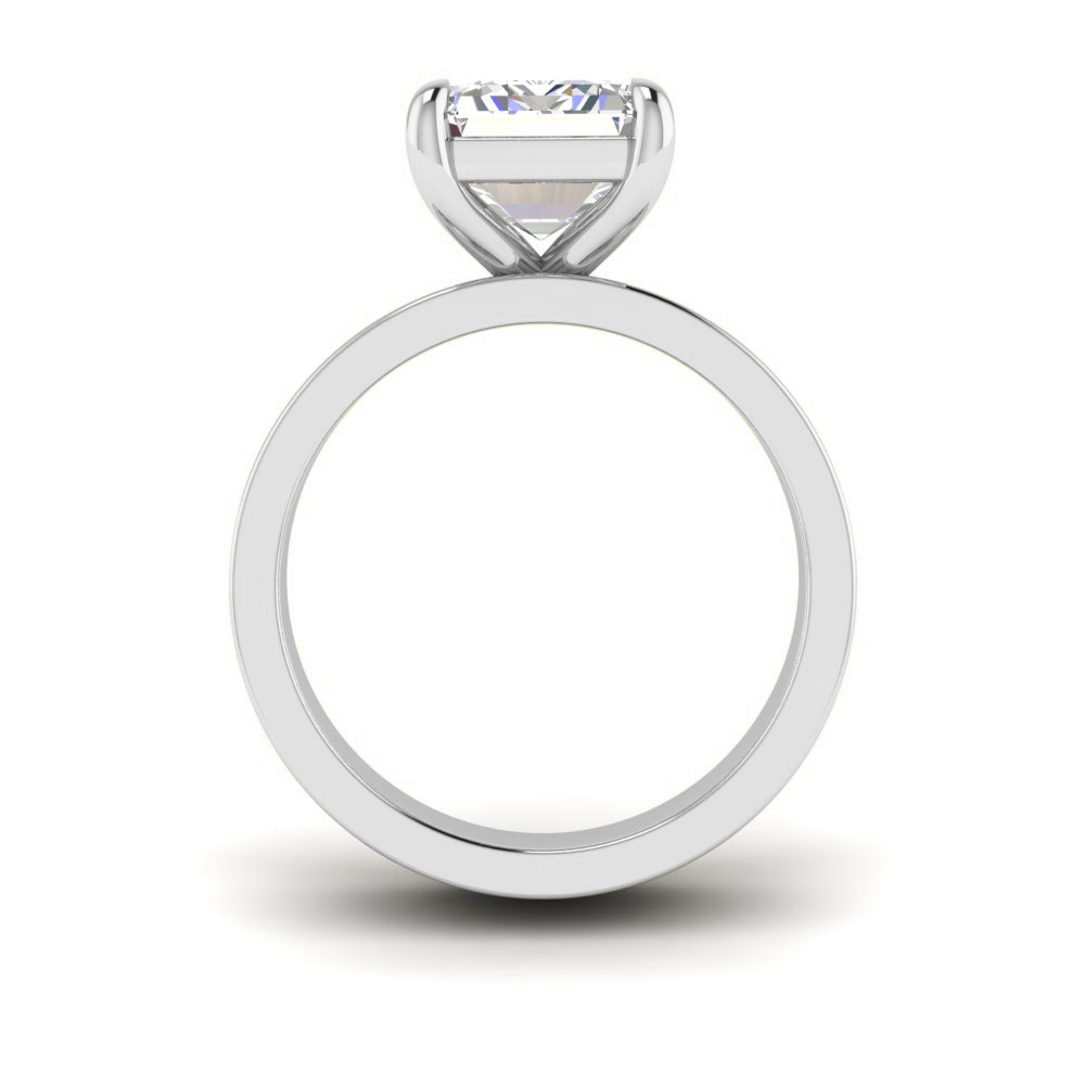 2.5 Ct Emerald Near Colorless Lab Diamond Wide Band Solitaire Engagement Ring