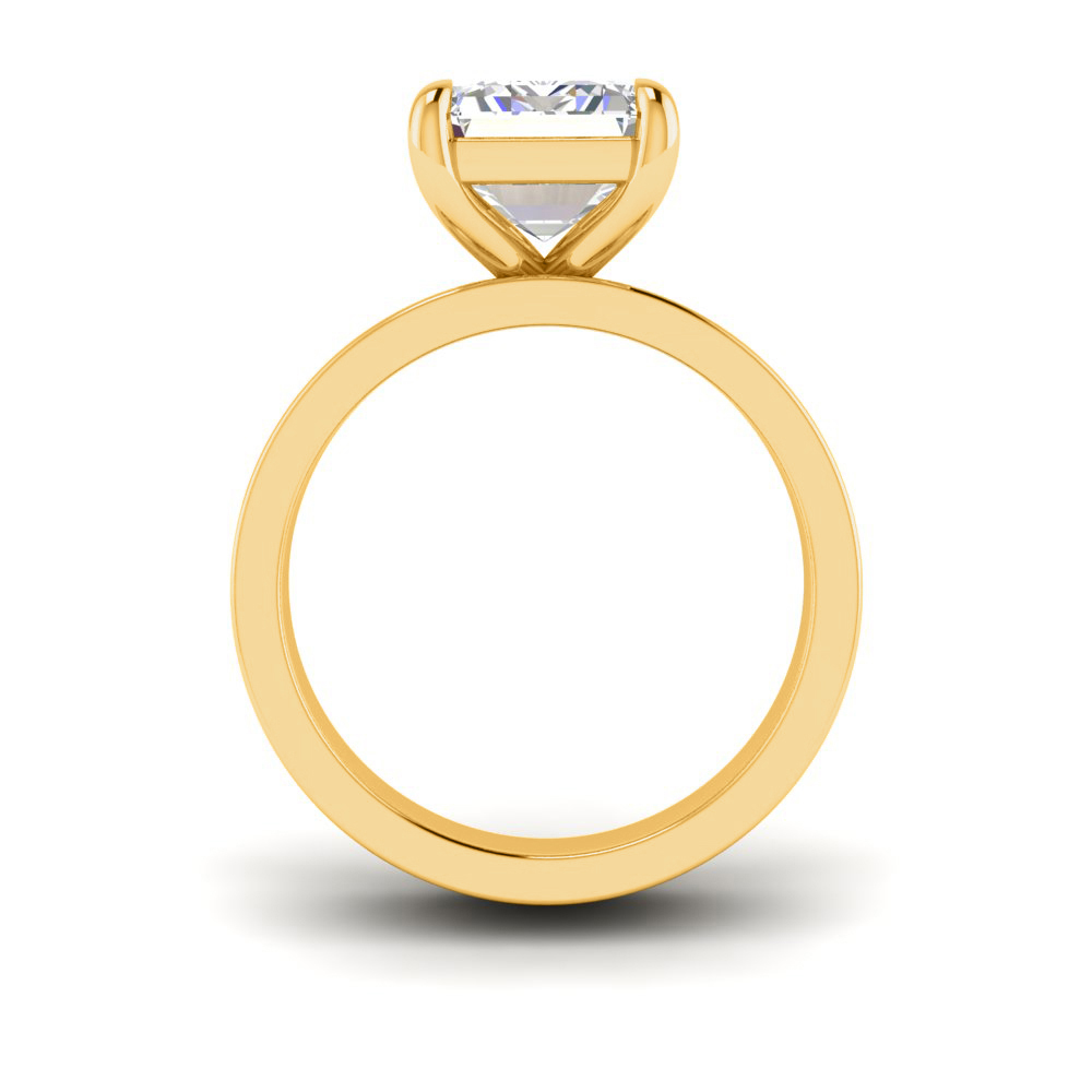 2.5 Ct Emerald Near Colorless Lab Diamond Wide Band Solitaire Engagement Ring