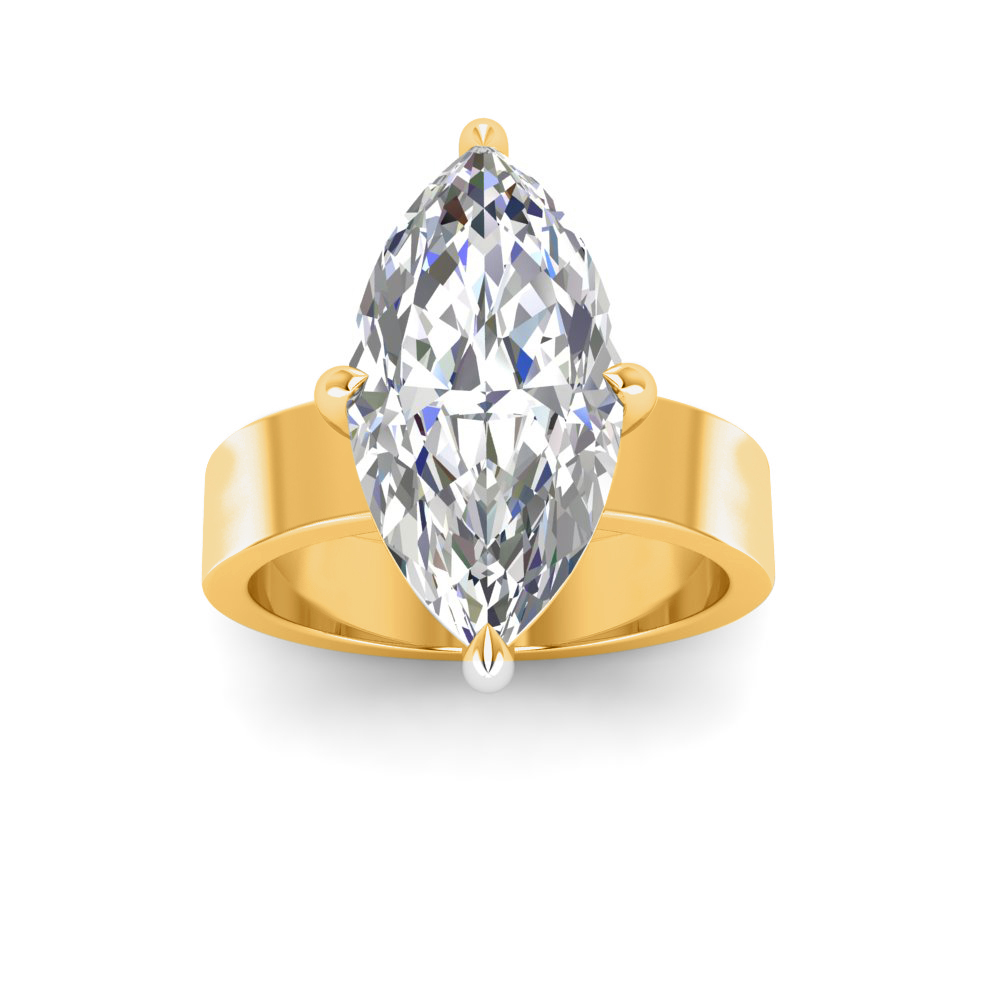 2.5 Ct Marquise Near Colorless Lab Diamond Wide Band Solitaire Engagement Ring