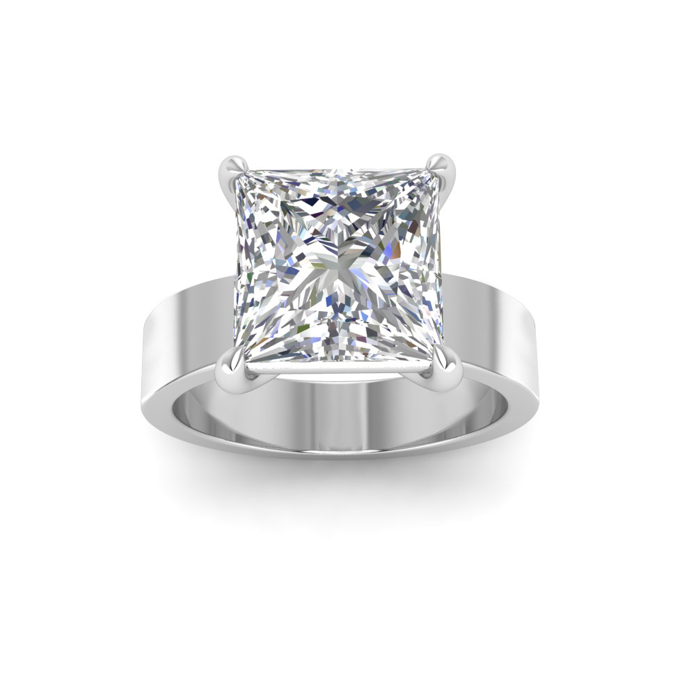 2.5 Ct Princess Near Colorless Lab Diamond Wide Band Solitaire Engagement Ring