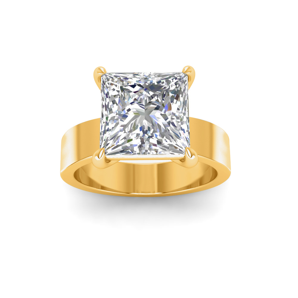 2.5 Ct Princess Near Colorless Lab Diamond Wide Band Solitaire Engagement Ring