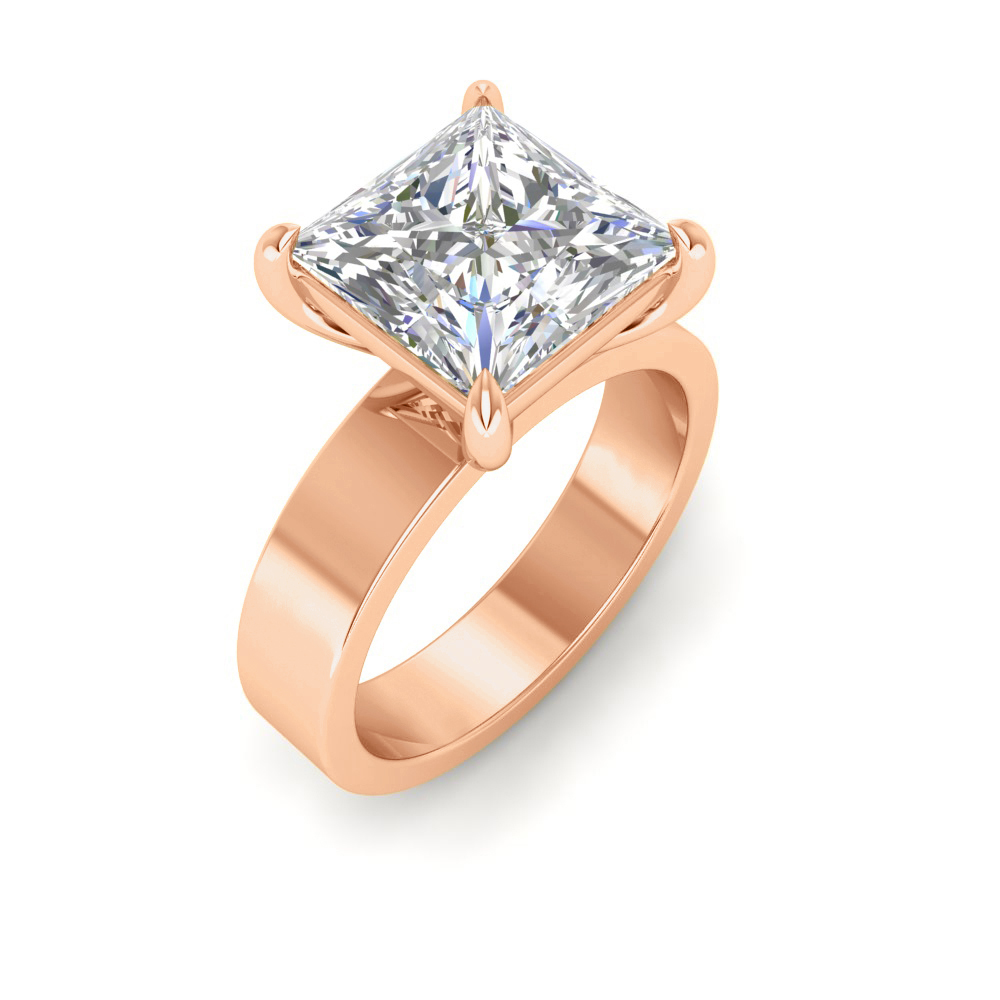 2.5 Ct Princess Near Colorless Lab Diamond Wide Band Solitaire Engagement Ring