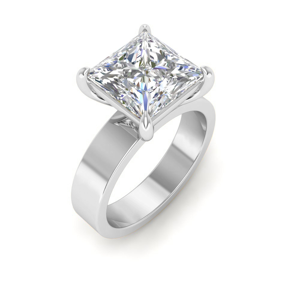 2.5 Ct Princess Near Colorless Lab Diamond Wide Band Solitaire Engagement Ring