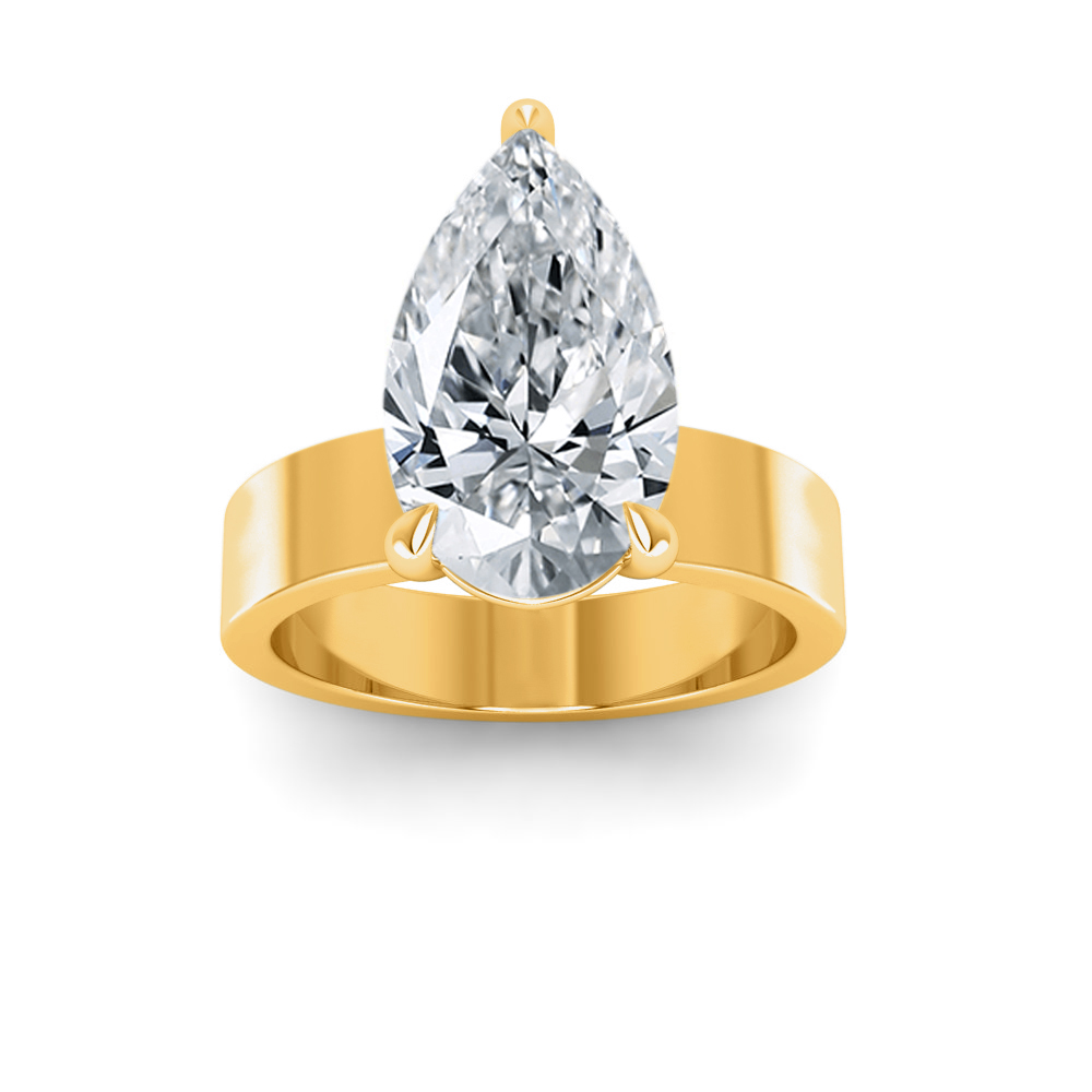 2.5 Ct Pear Near Colorless Lab Diamond Wide Band Solitaire Engagement Ring