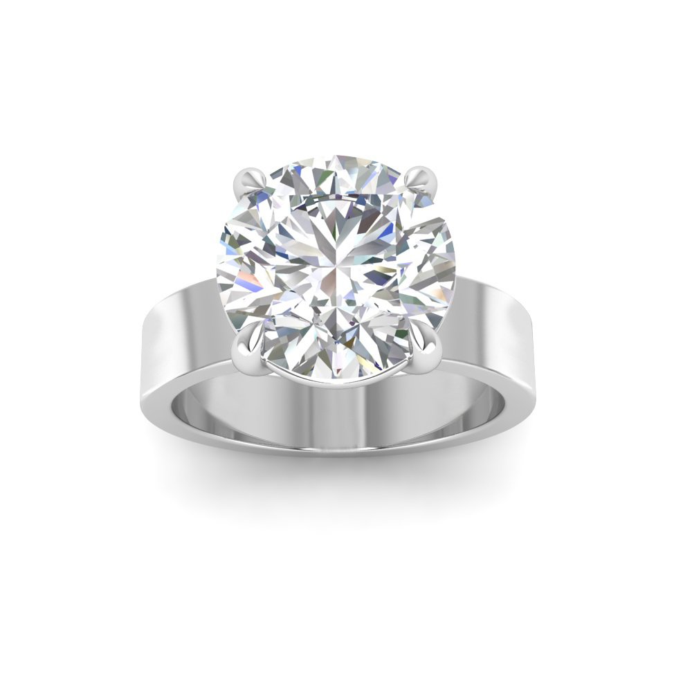 2.5 Ct Round Near Colorless Lab Diamond Wide Band Solitaire Engagement Ring
