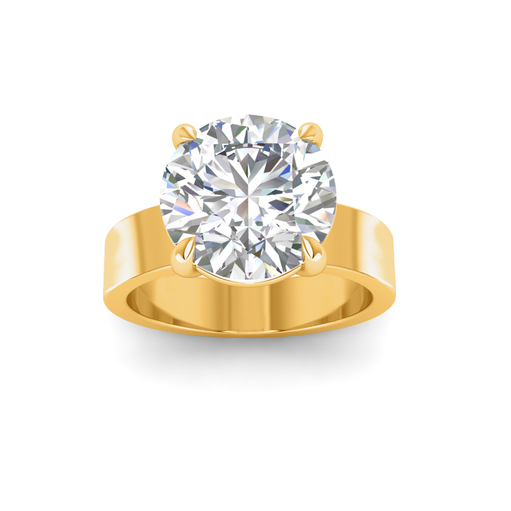2.5 Ct Round Near Colorless Lab Diamond Wide Band Solitaire Engagement Ring