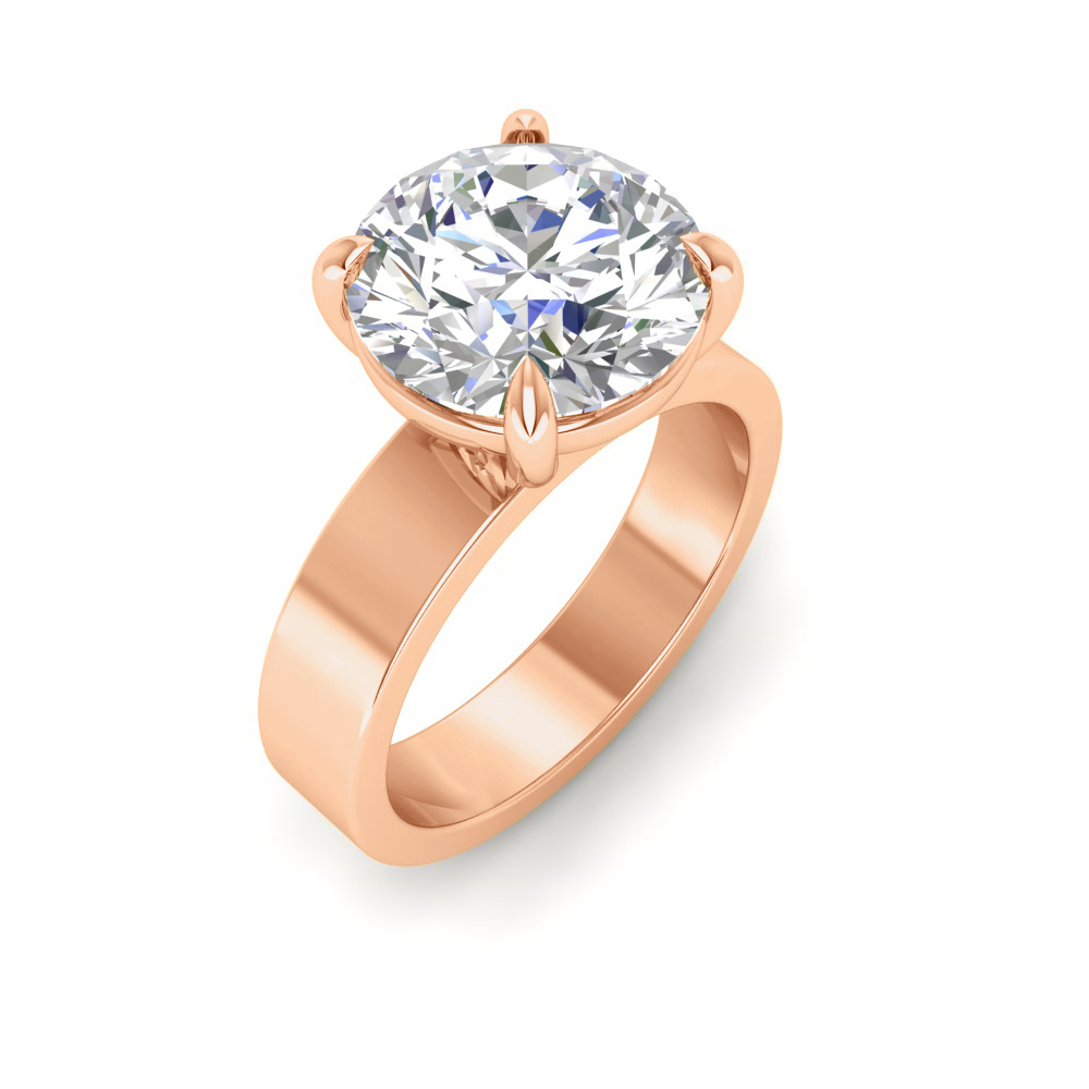 2.5 Ct Round Near Colorless Lab Diamond Wide Band Solitaire Engagement Ring