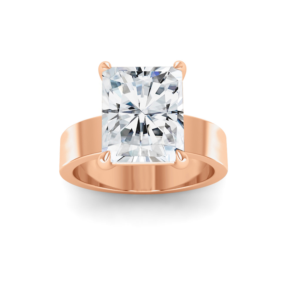 2.5 Ct Radiant Near Colorless Lab Diamond Wide Band Solitaire Engagement Ring