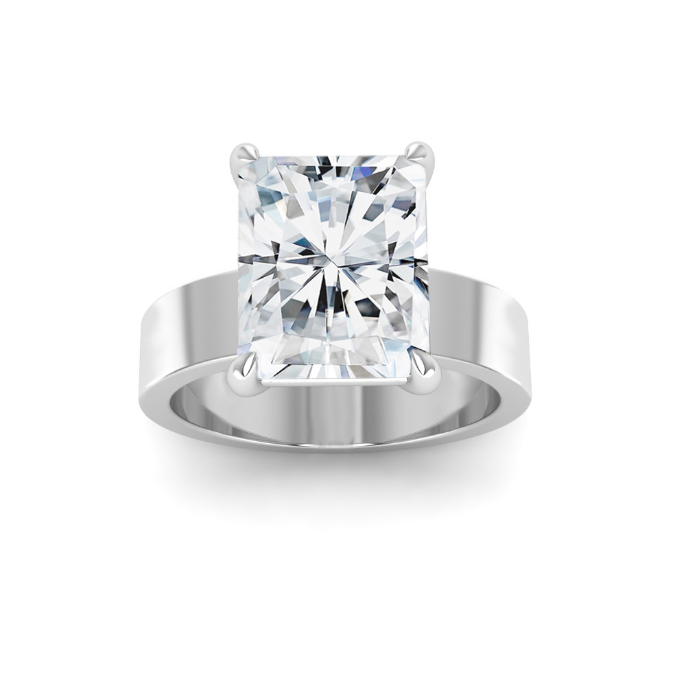 2.5 Ct Radiant Near Colorless Lab Diamond Wide Band Solitaire Engagement Ring