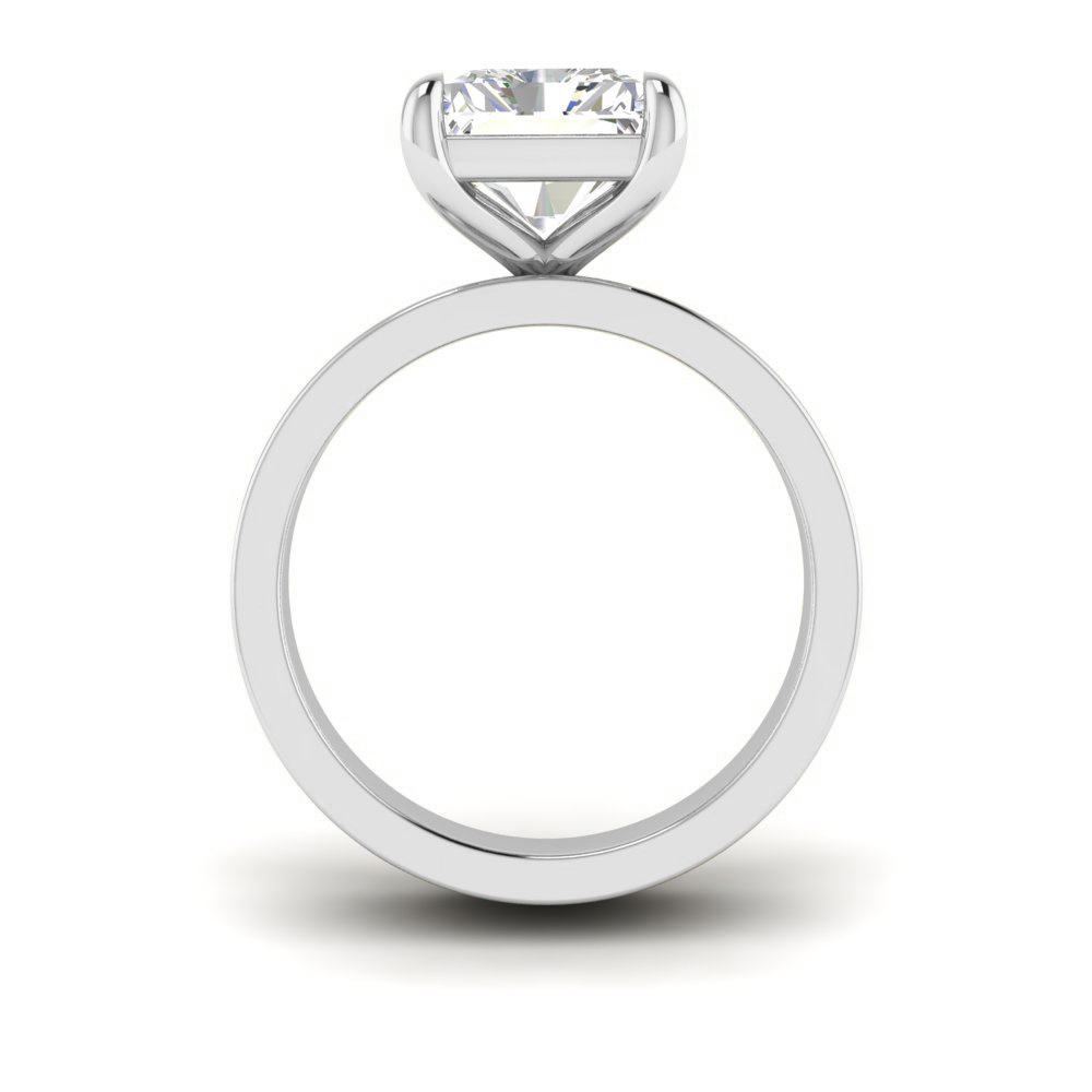 2.5 Ct Radiant Near Colorless Lab Diamond Wide Band Solitaire Engagement Ring