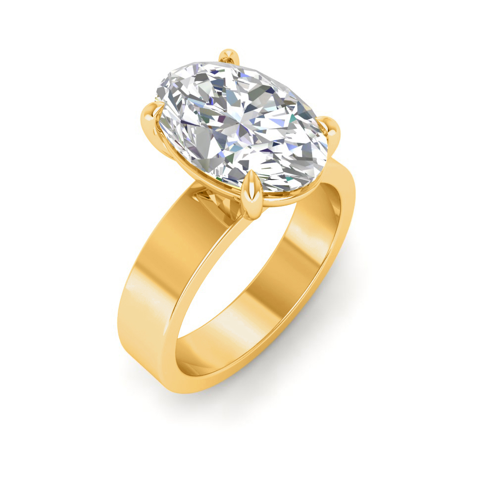 2.5 Ct Oval Near Colorless Lab Diamond Wide Band Solitaire Engagement Ring