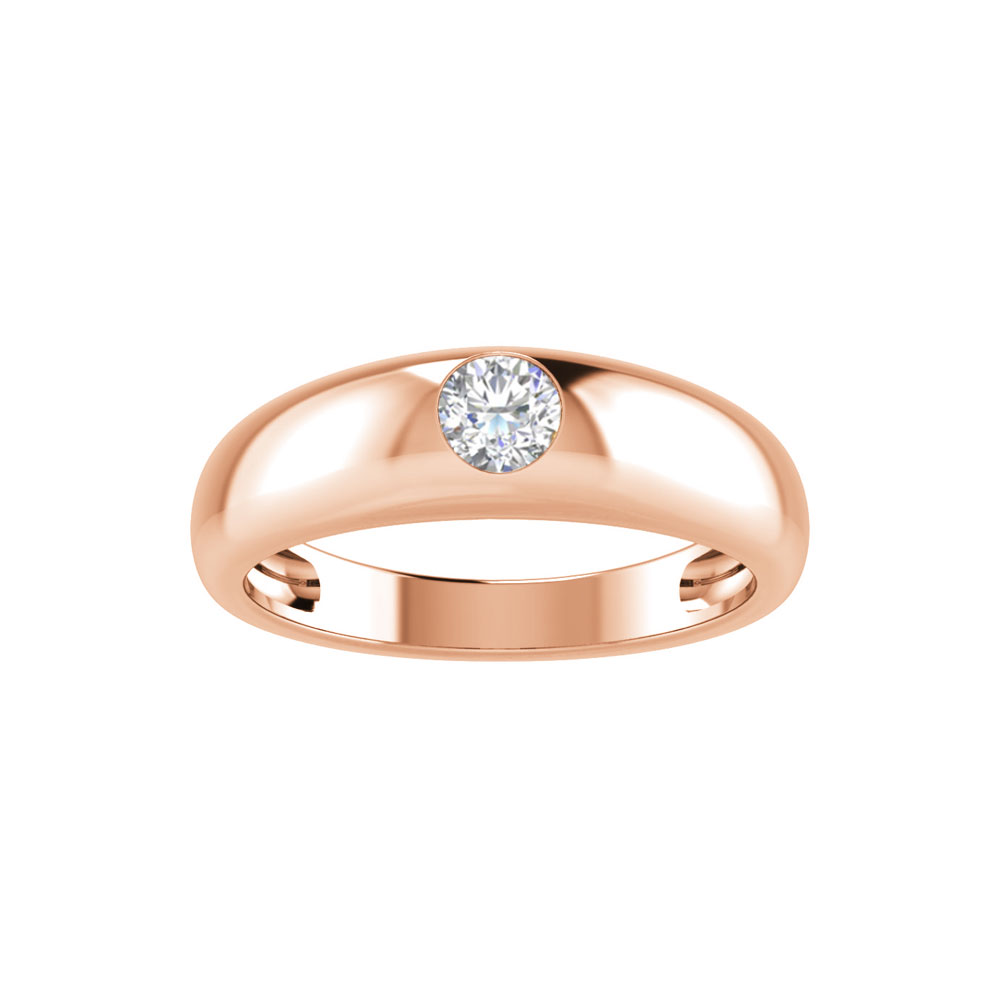 Round Colorless Moissanite Center Dome Band