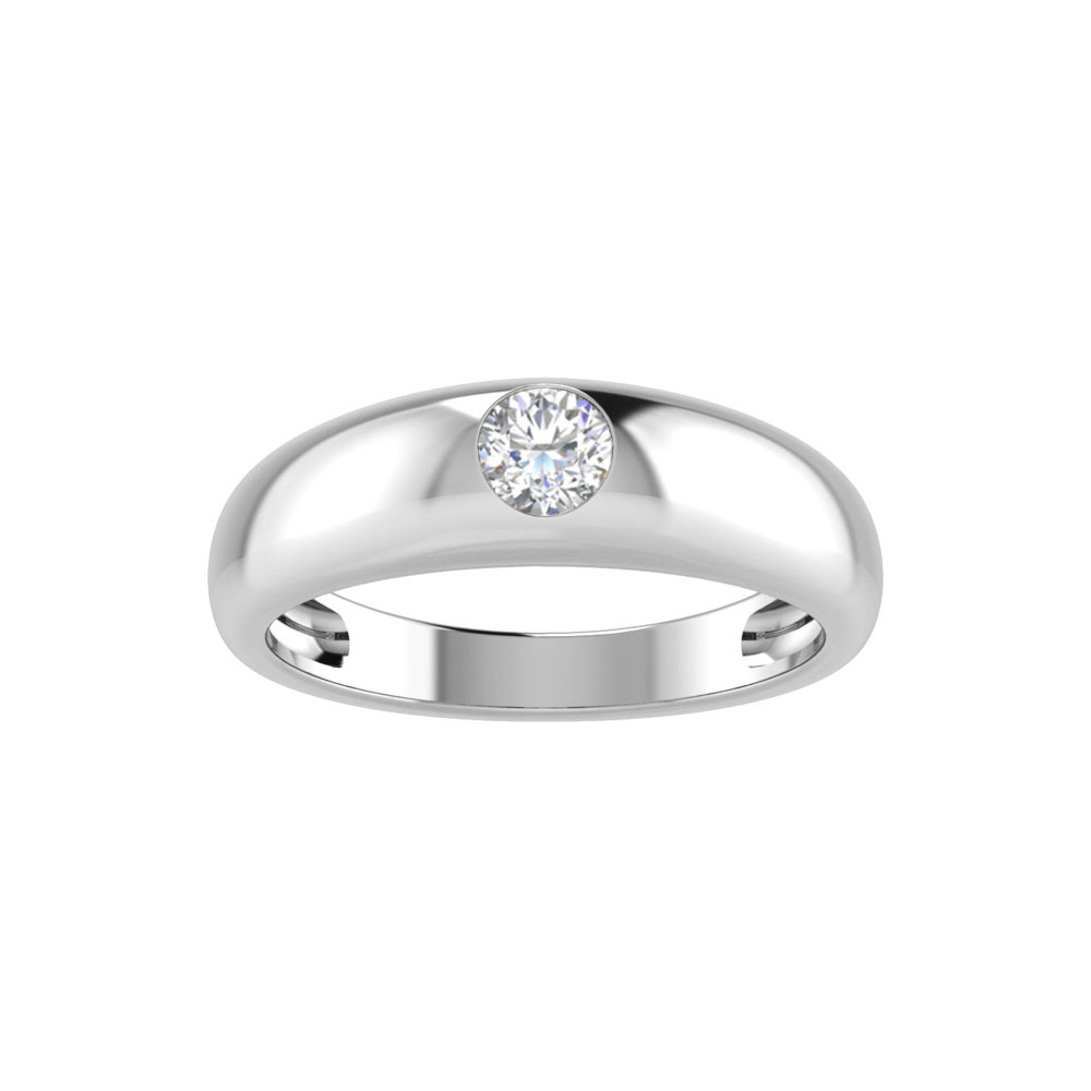 Round Colorless Moissanite Center Dome Band