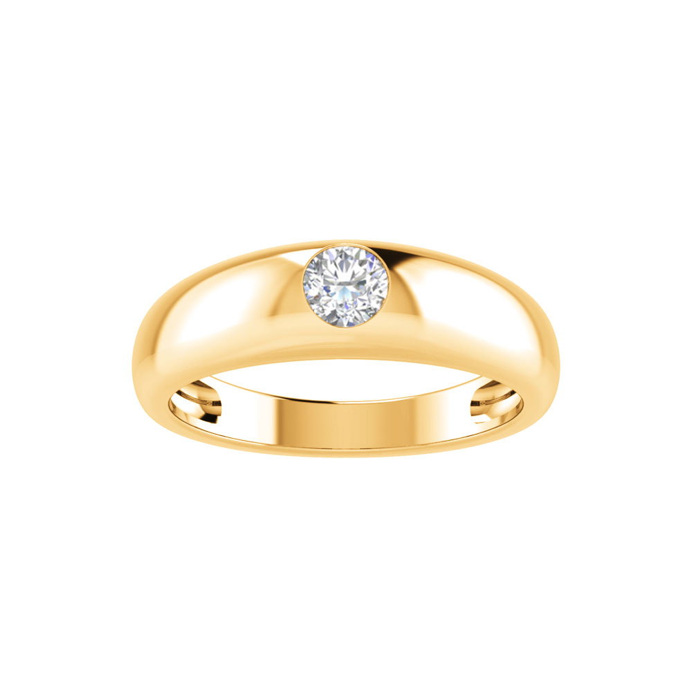 Round Colorless Moissanite Center Dome Band