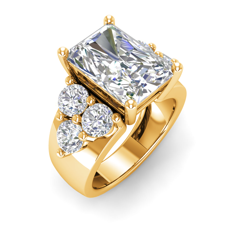 6 Ct Radiant Near Colorless Lab Diamond & 2 Ctw Side Lab Diamond Cluster Statement Engagement Ring