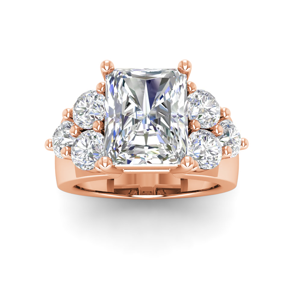 2 Ct Radiant Near Colorless Lab Diamond & 2 Ctw Side Lab Diamond Cluster Statement Engagement Ring