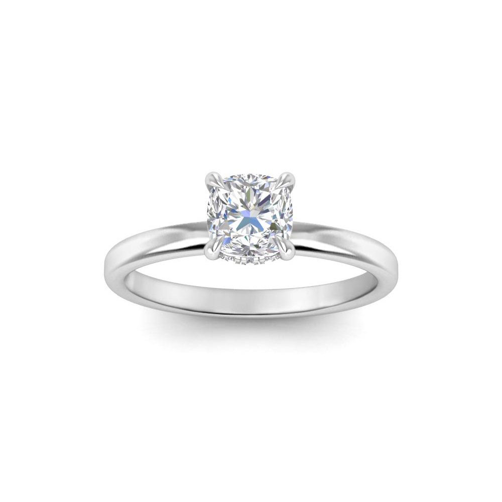 1.5 Ct Cushion Near Colorless Lab Diamond & 0.10 Ctw Secret Halo Engagement Ring