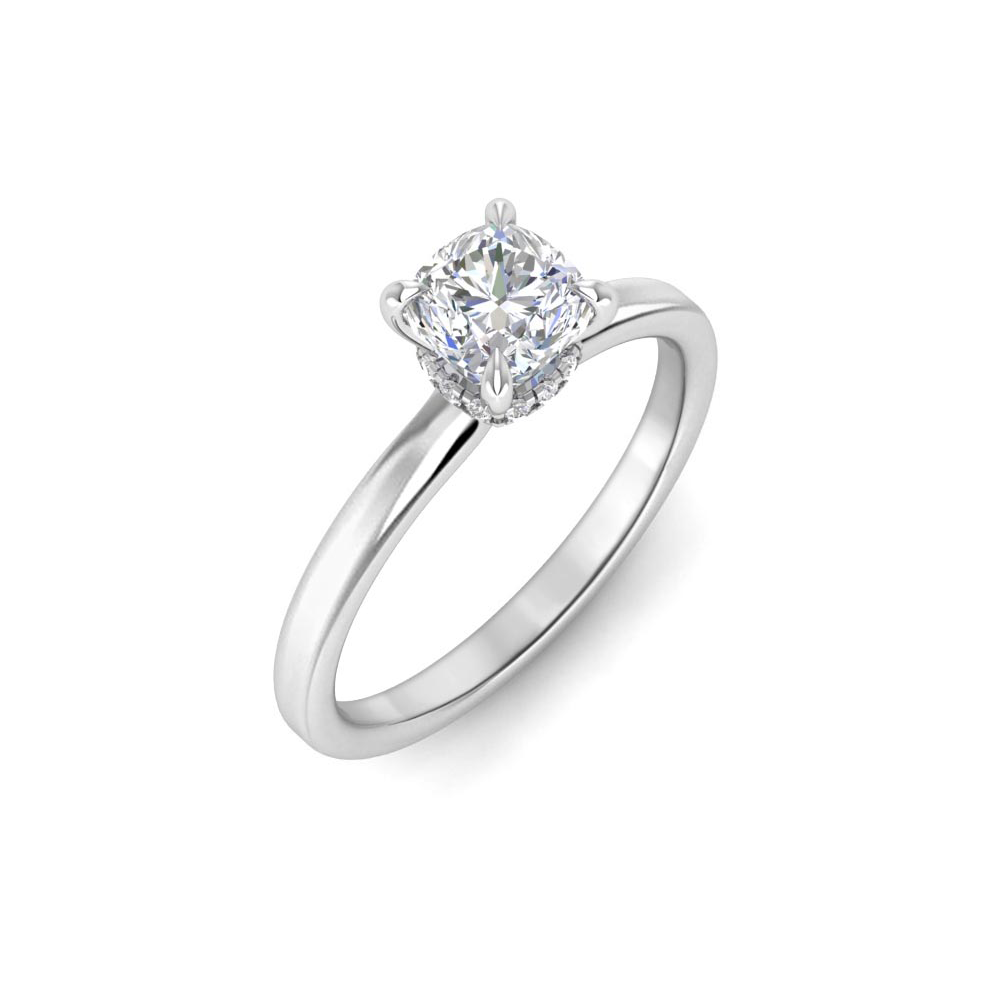 1.5 Ct Cushion Near Colorless Lab Diamond & 0.10 Ctw Secret Halo Engagement Ring
