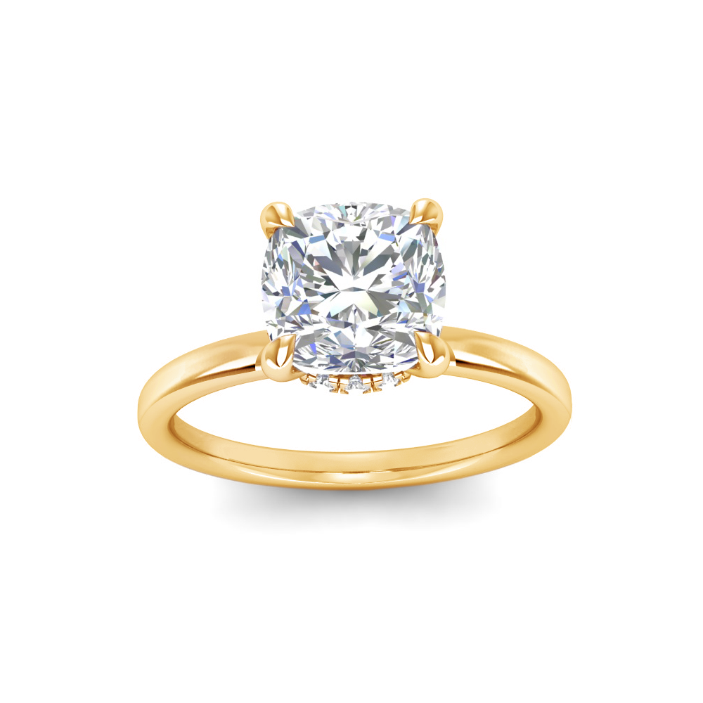 2.5 Ct Cushion Near Colorless Lab Diamond & 0.10 Ctw Secret Halo Engagement Ring