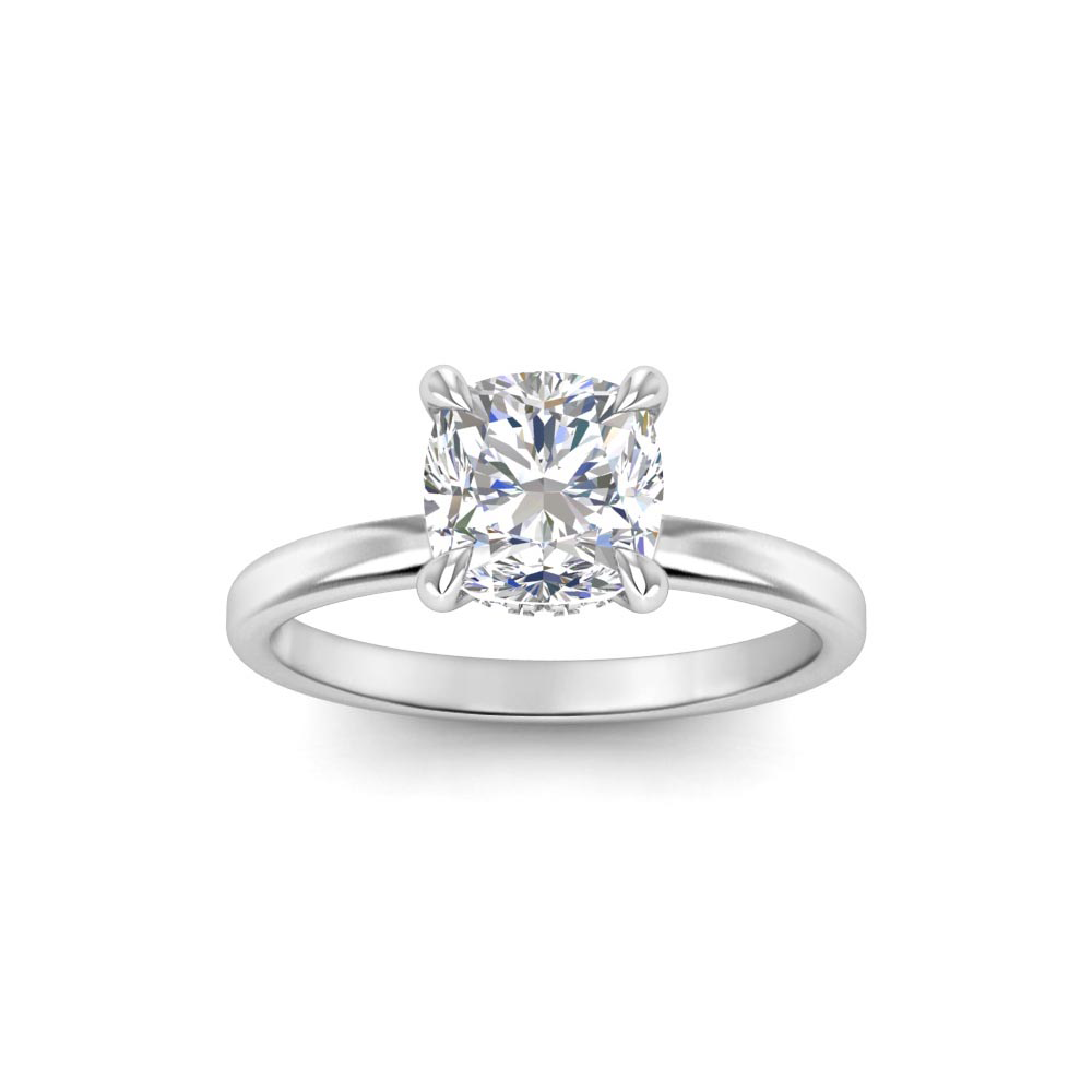 2 Ct Cushion Near Colorless Lab Diamond & 0.10 Ctw Secret Halo Engagement Ring