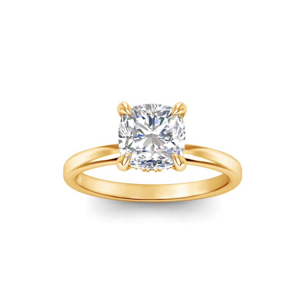 2 Ct Cushion Near Colorless Lab Diamond & 0.10 Ctw Secret Halo Engagement Ring