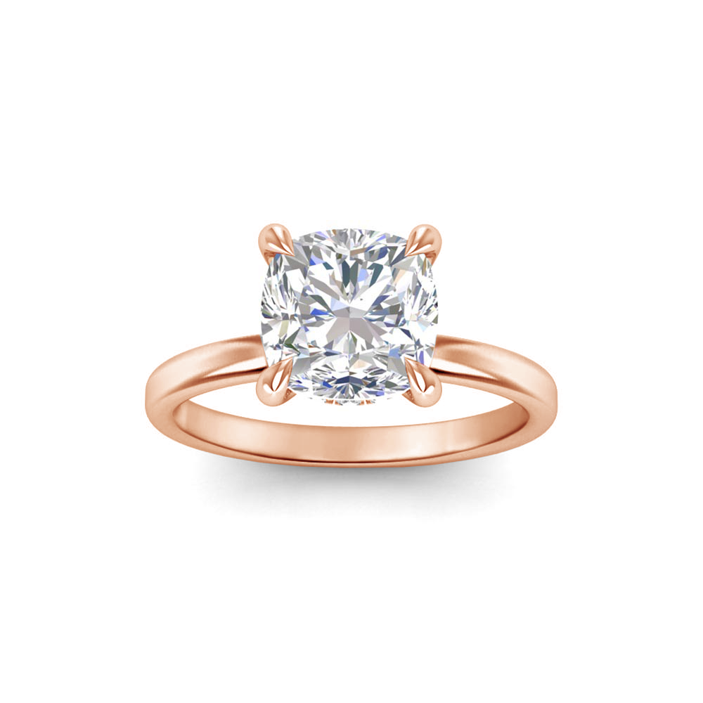 5 Ct Cushion Near Colorless Lab Diamond Secret Halo Solitaire Engagement Ring