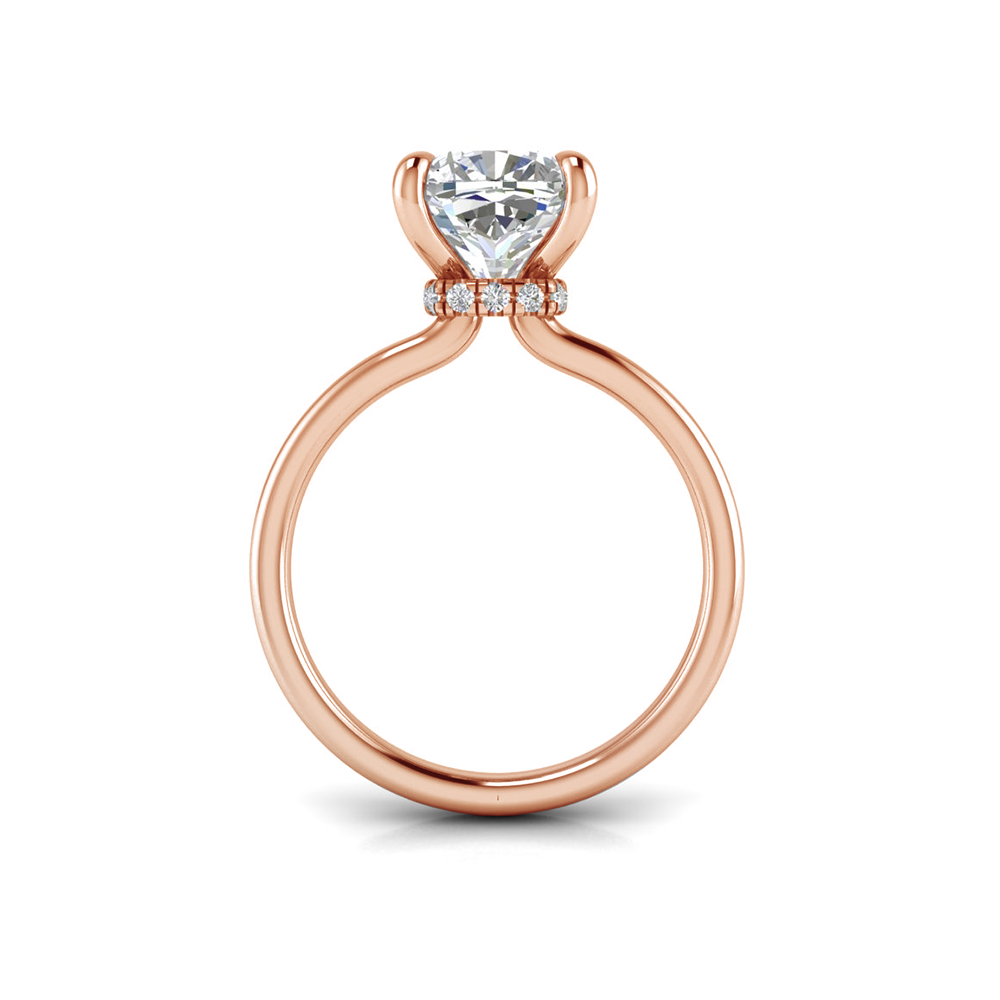 5 Ct Cushion Near Colorless Lab Diamond Secret Halo Solitaire Engagement Ring