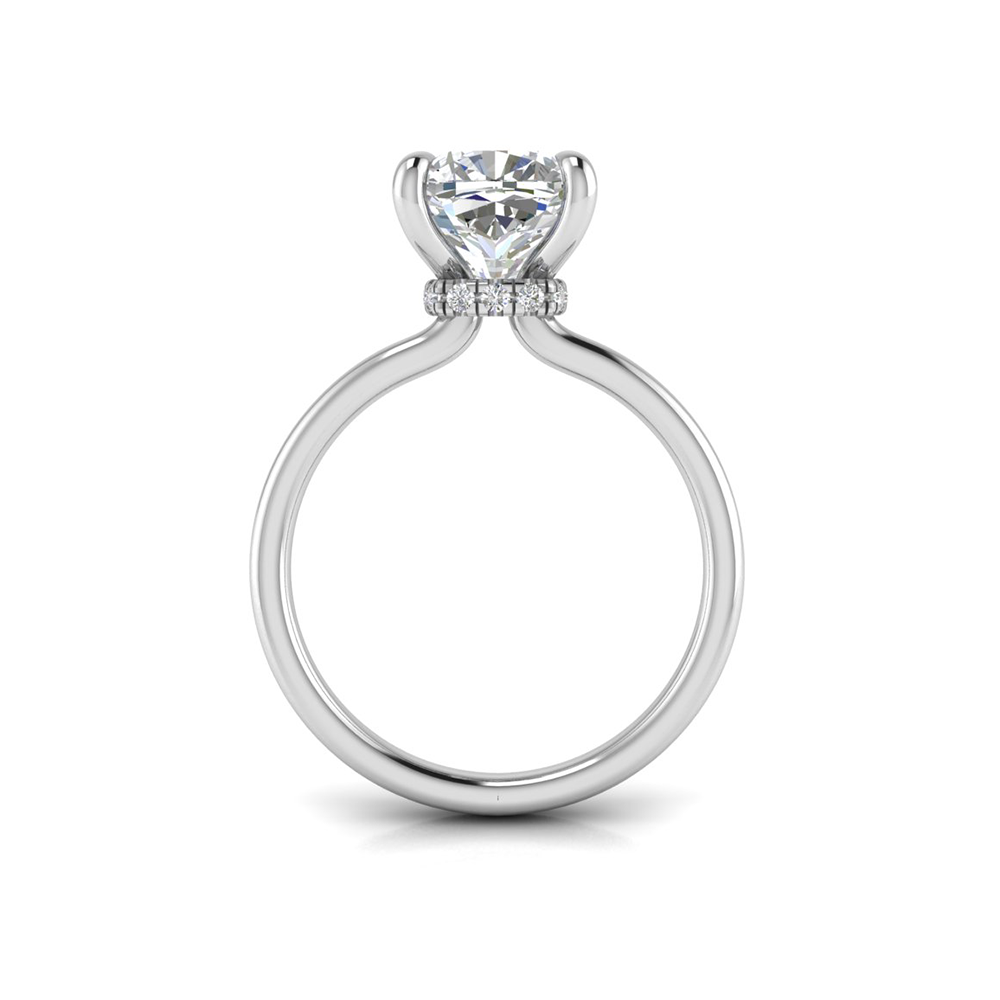 5 Ct Cushion Near Colorless Lab Diamond Secret Halo Solitaire Engagement Ring
