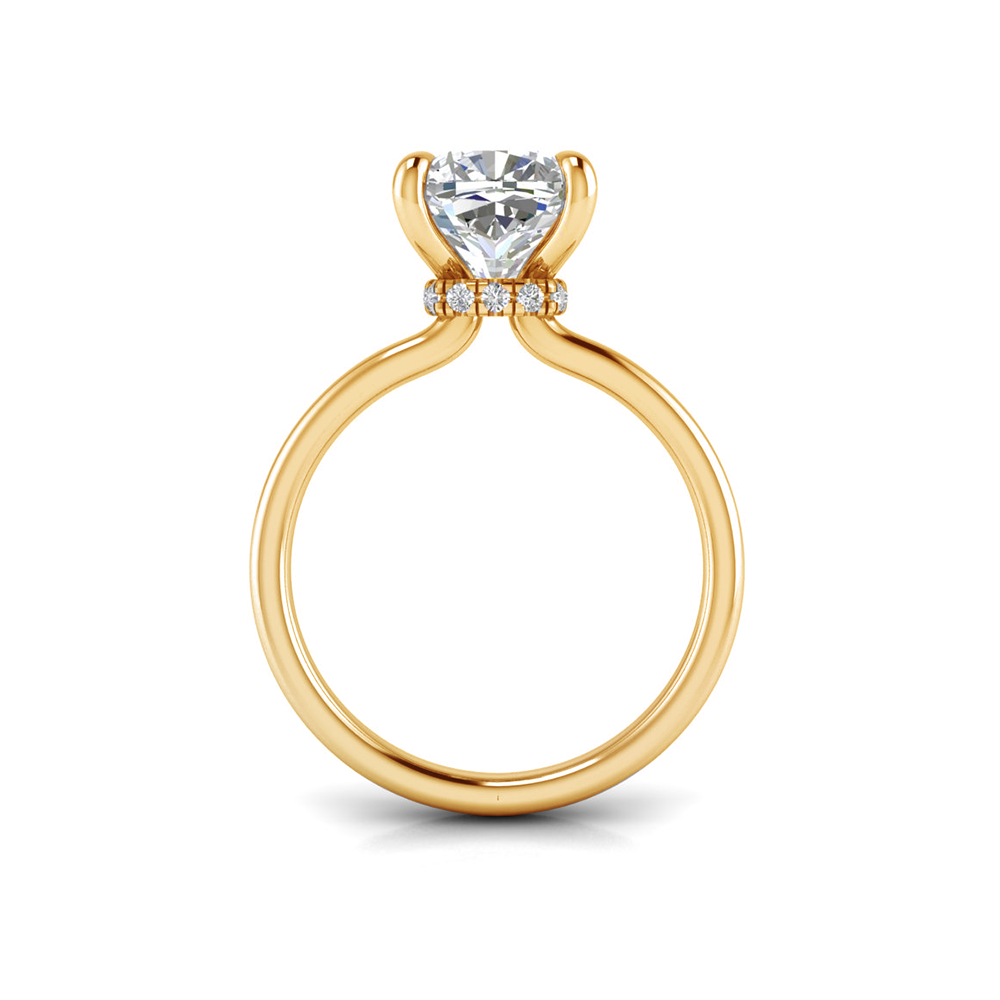 5 Ct Cushion Near Colorless Lab Diamond Secret Halo Solitaire Engagement Ring