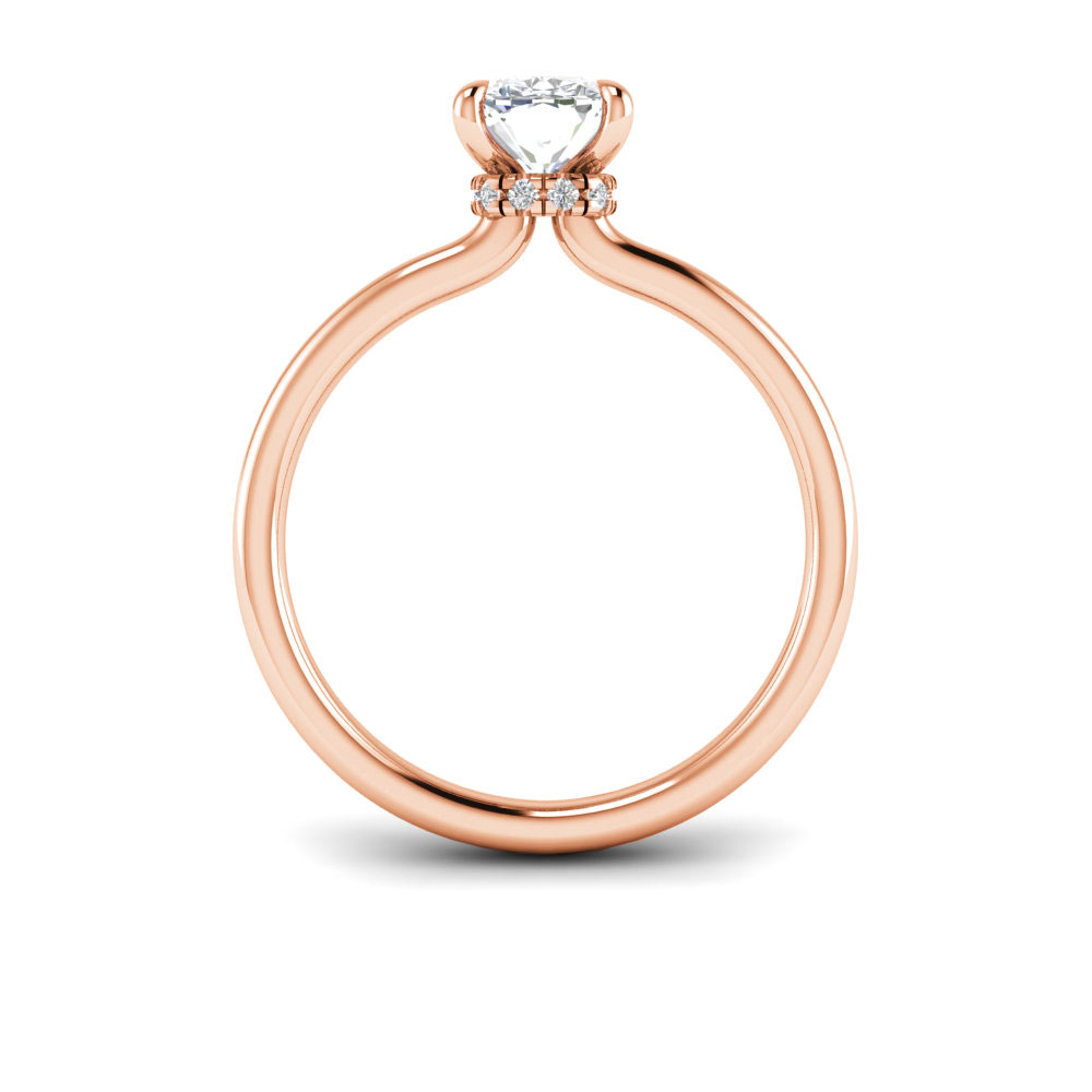 1.5 Ct Elongated Cushion Near Colorless Lab Diamond & 0.10 Ctw Secret Halo Engagement Ring