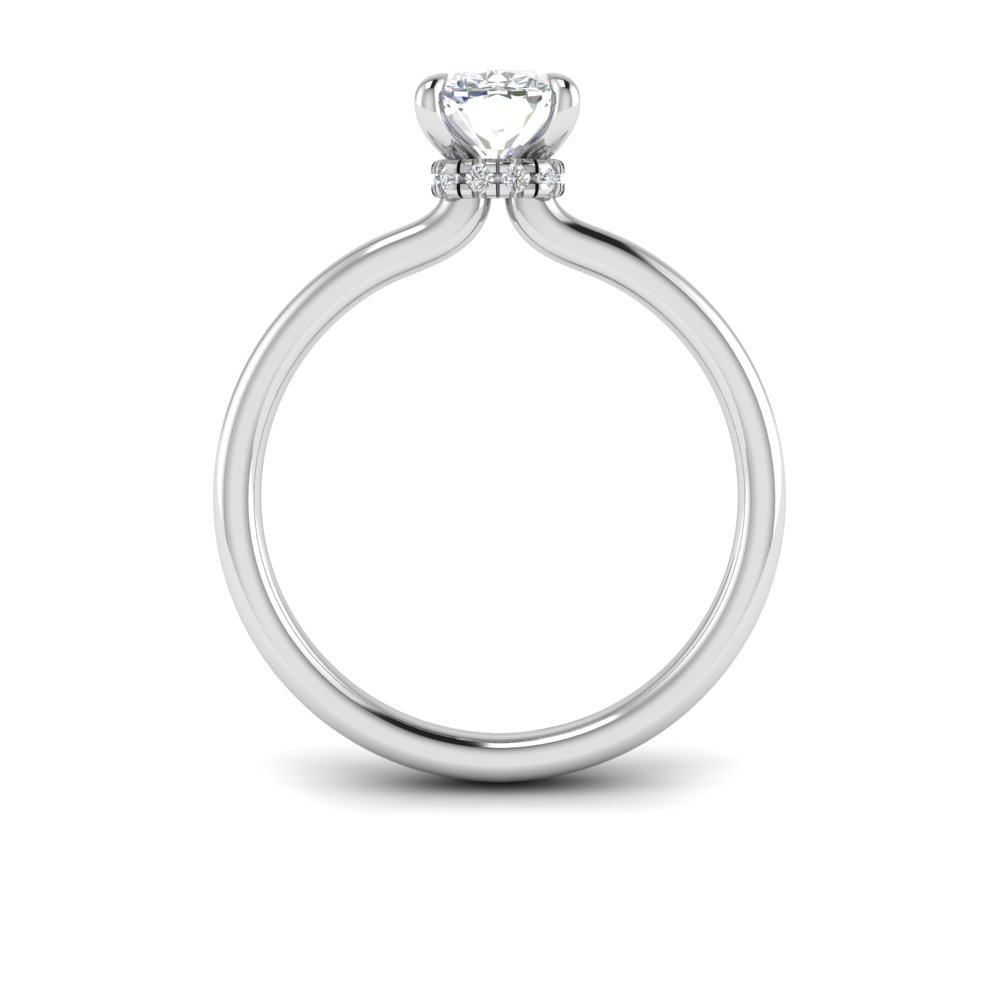 1 Ct Elongated Cushion Near Colorless Lab Diamond & 0.10 Ctw Secret Halo Engagement Ring