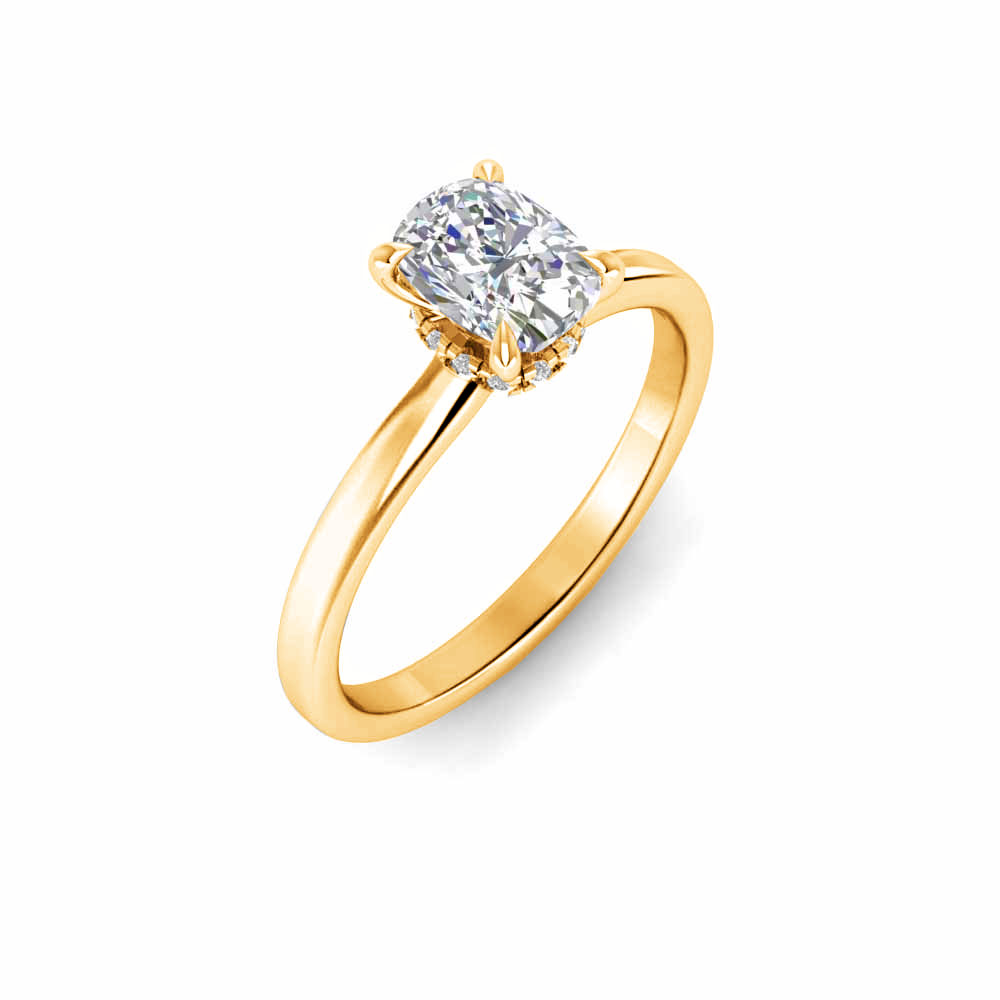 1 Ct Elongated Cushion Colorless Lab Diamond & 0.10 Ctw Secret Halo Engagement Ring